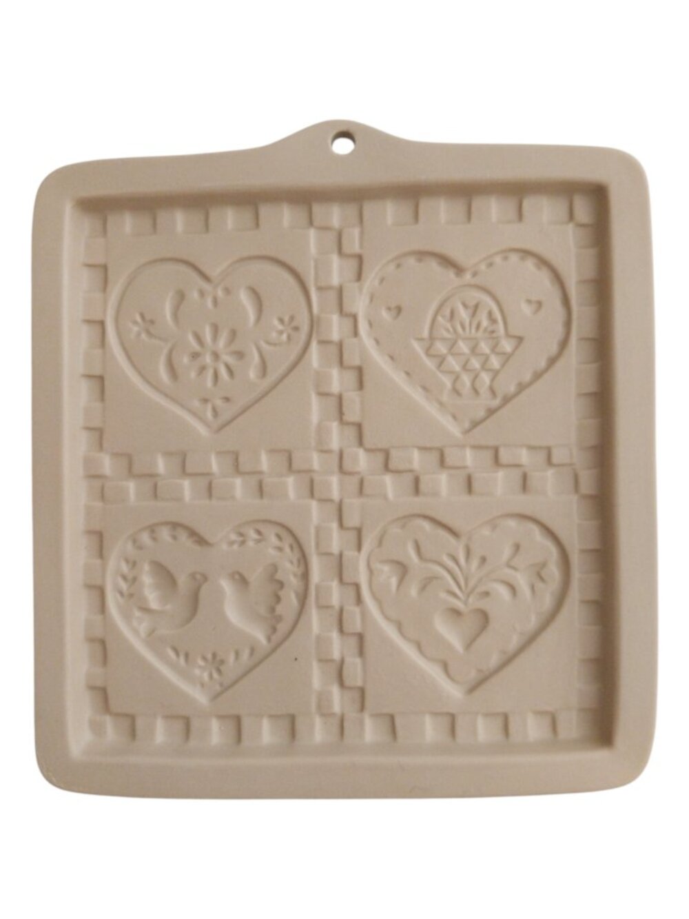 Vintage 1996 Brown Bag Cookie Art Stoneware Cookie Mold Cut Apart Heart Like New